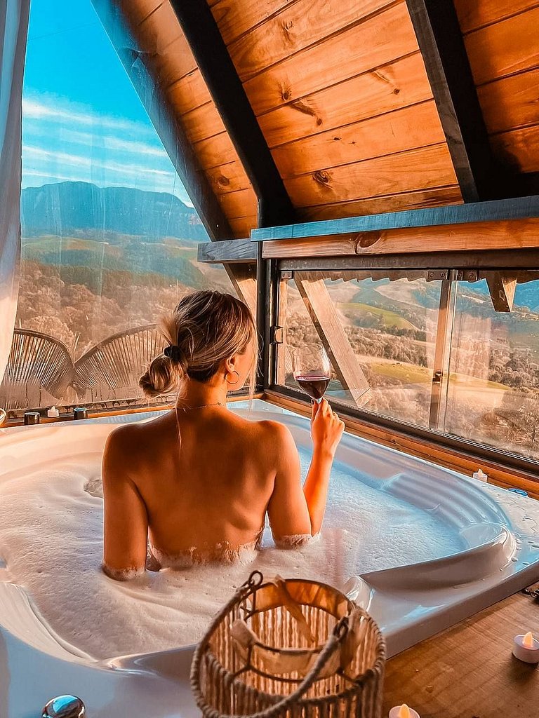 Chalé Romântico com Hidromassagem e vista incrivel