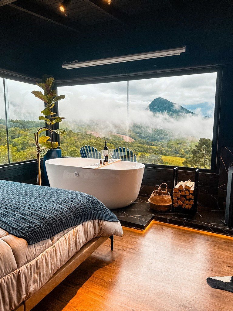 Chalé Romântico com Jacuzzi e vista incrível
