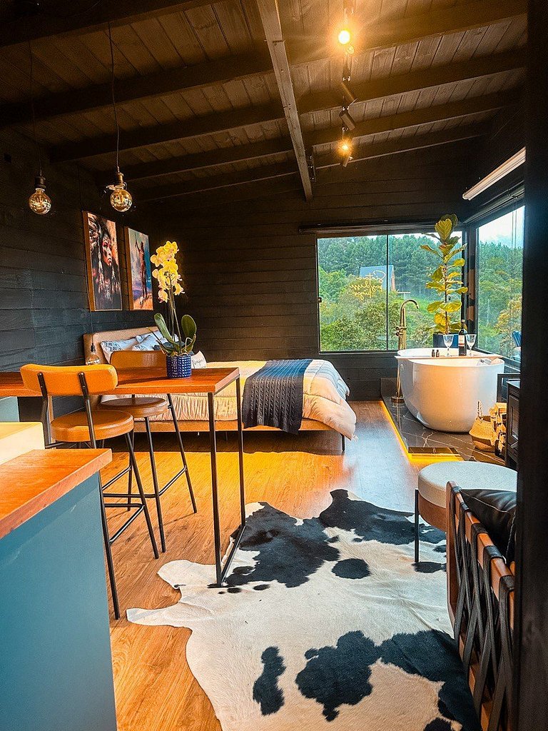 Chalé Romântico com Jacuzzi e vista incrível